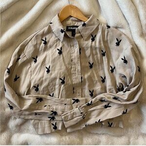 PLAYBOY Tan Shirt with Black Bunny Design